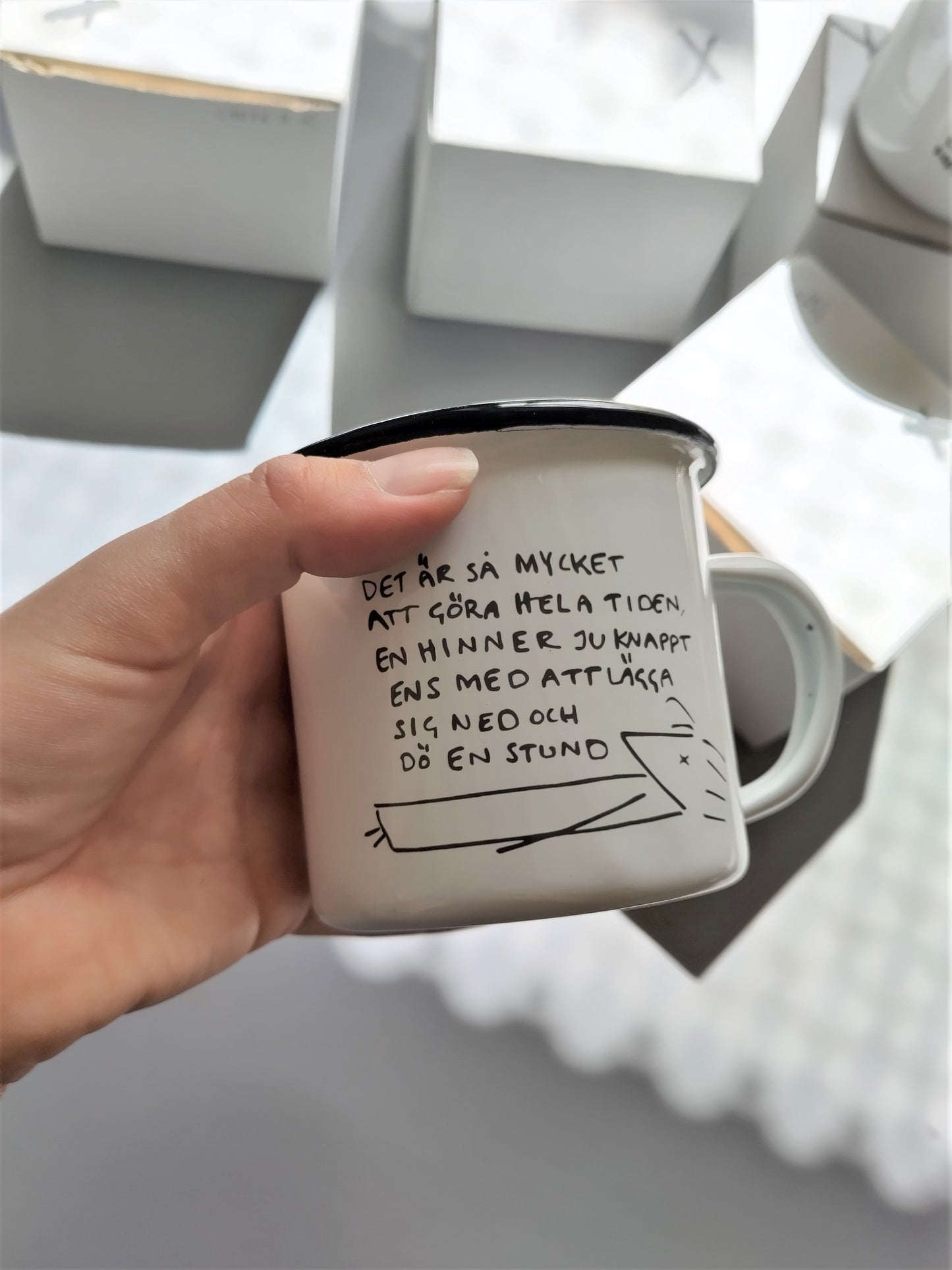 Emaljmugg Dö en stund