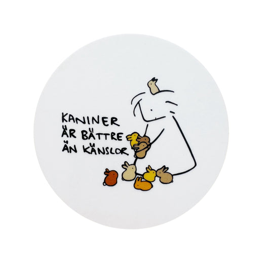 Glasunderlägg "Kaniner är bättre än känslor"