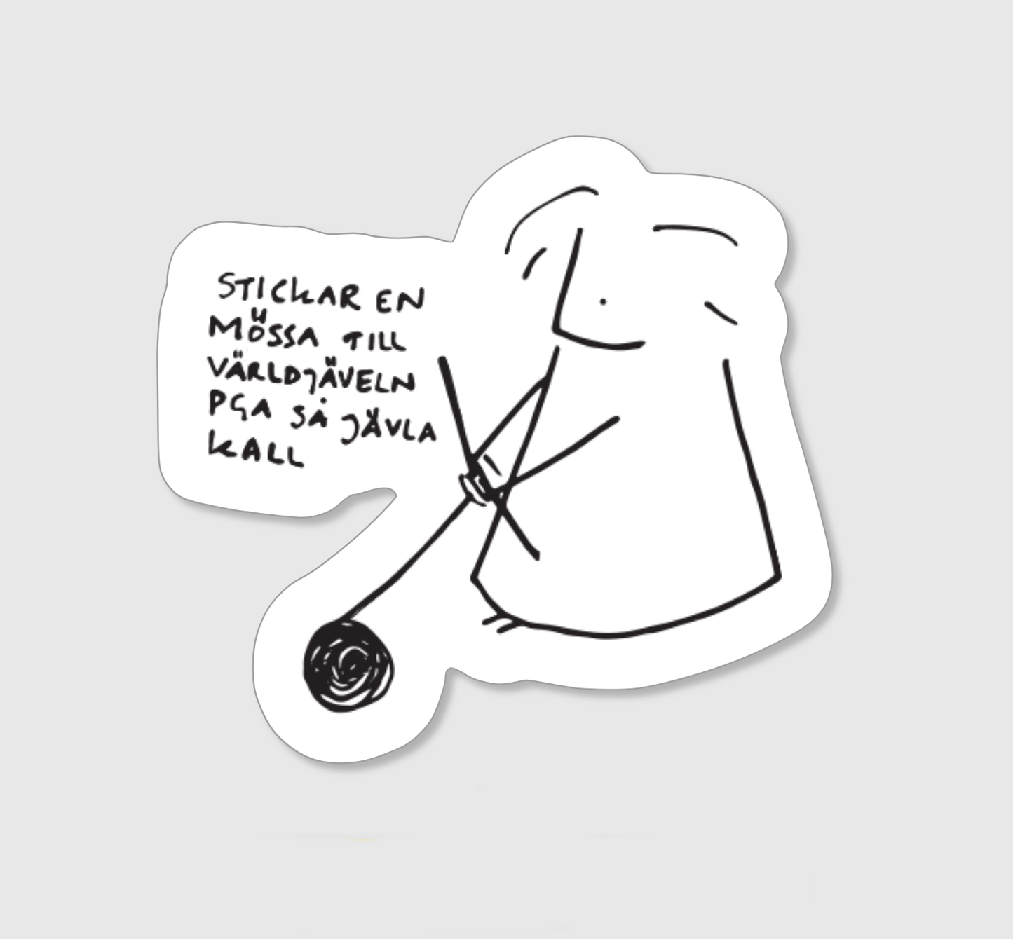 Klistermärke "Stickar en mössa"