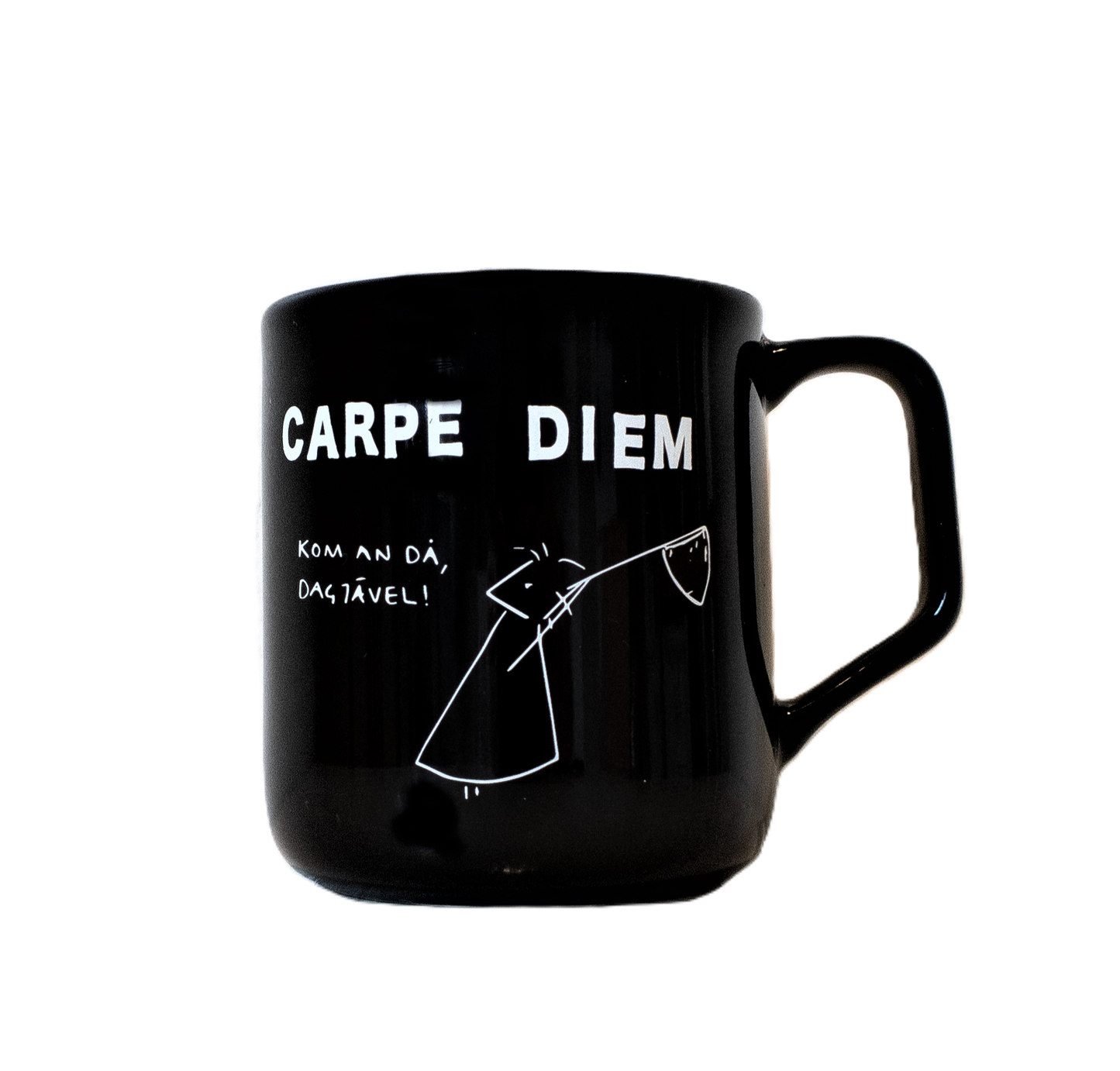 Porslinsmugg, Carpe Diem, svart